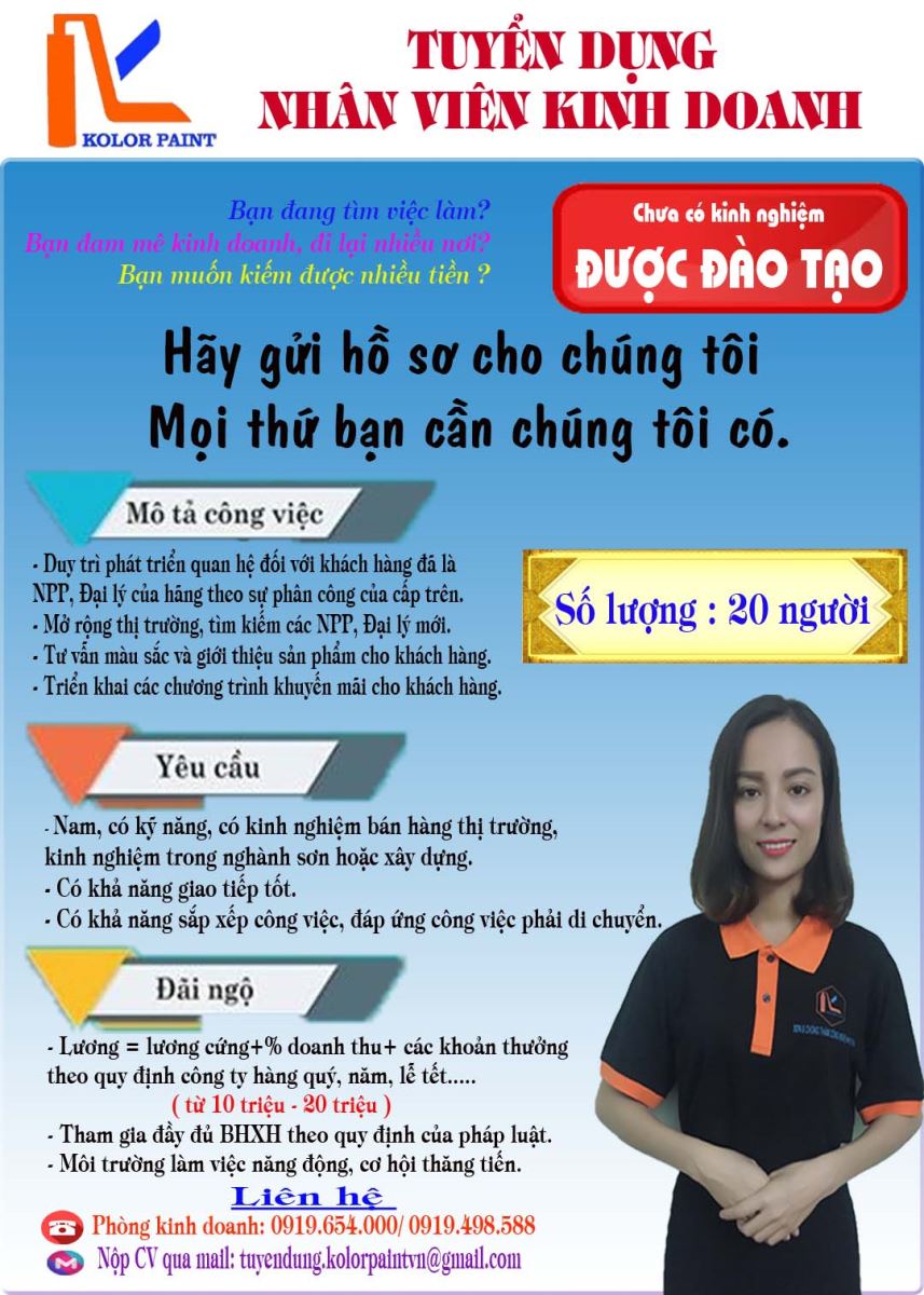 TUYỂN DỤNG NHÂN VIÊN KINH DOANH KHU VỰC TỪ HÀ TĨNH TRỞ RA.